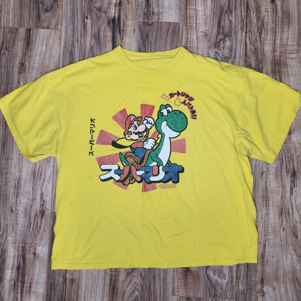 Y2K Super Mario Graphic Tee Yoshi Gaming Japanese Streetwear XL Nintendo
